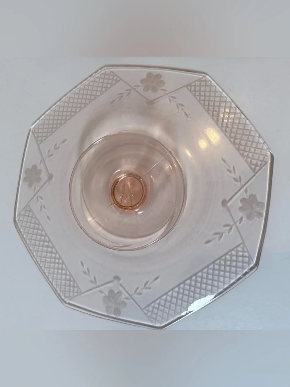 Vintage Pink Depression Glass cake stand